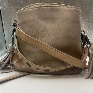 Free People Suede Crossbody Bag in Taupe 000823
